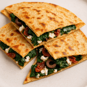 Spinach Quesadilla with Mediterranean Flair